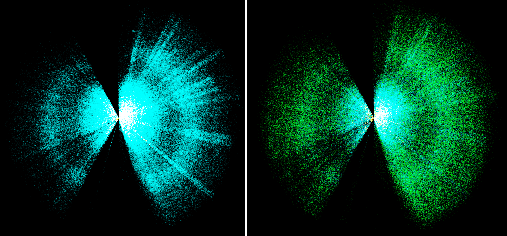 An edge-on view of the Sloan DSS Galaxies that demonstrates the extent of the data slices and the those areas not yet observed.