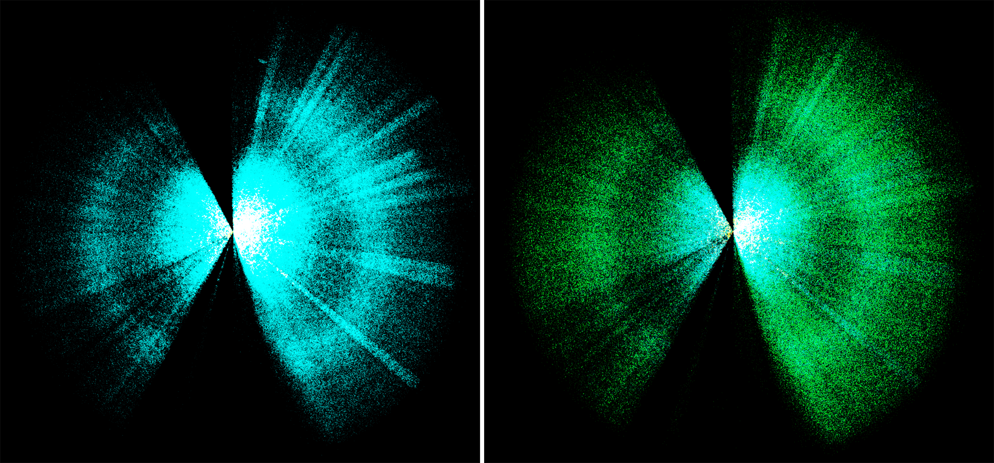 An edge-on view of the Sloan DSS Galaxies that demonstrates the extent of the data slices and the those areas not yet observed.