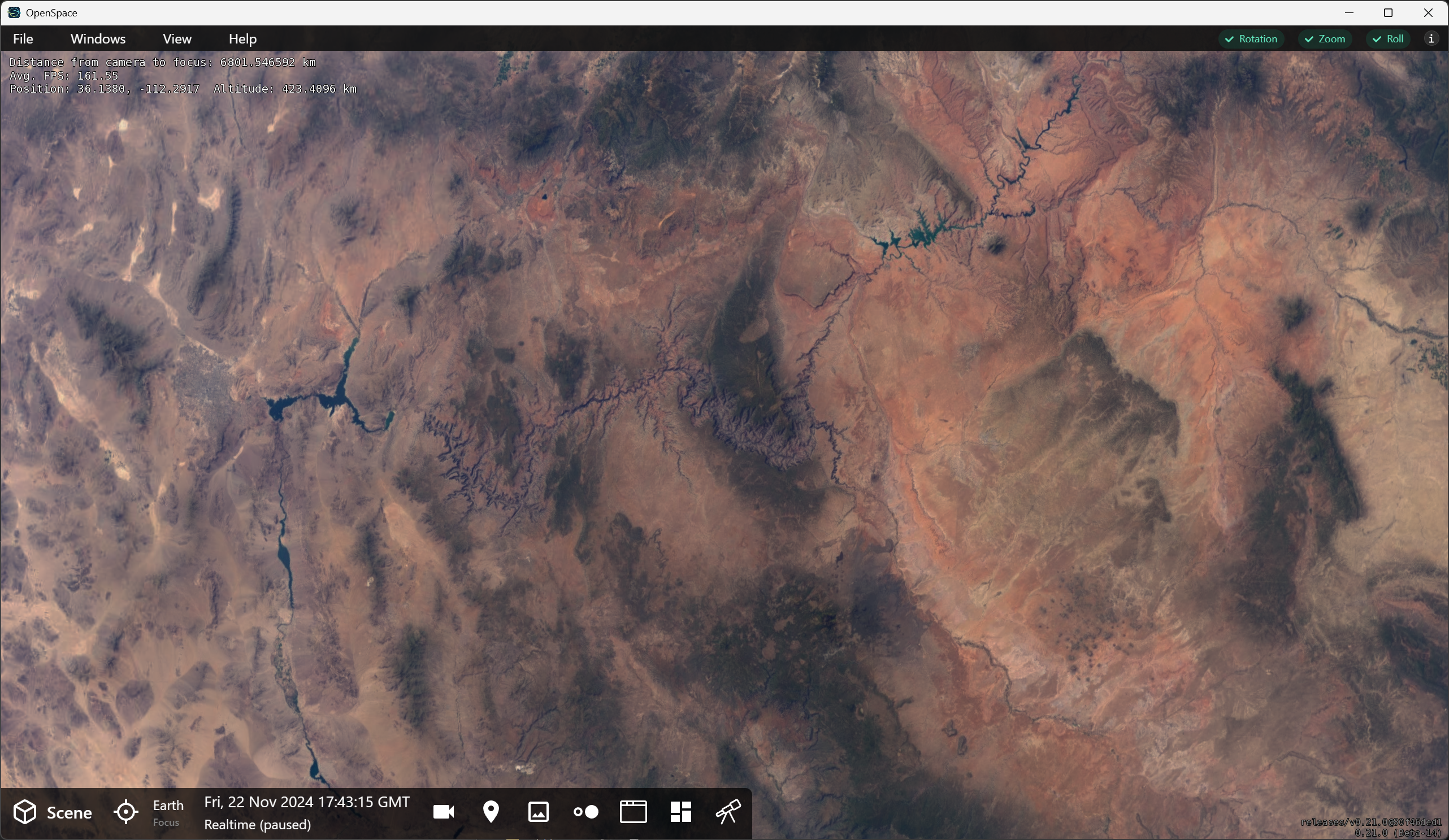 Grand Canyon from 400 km up
