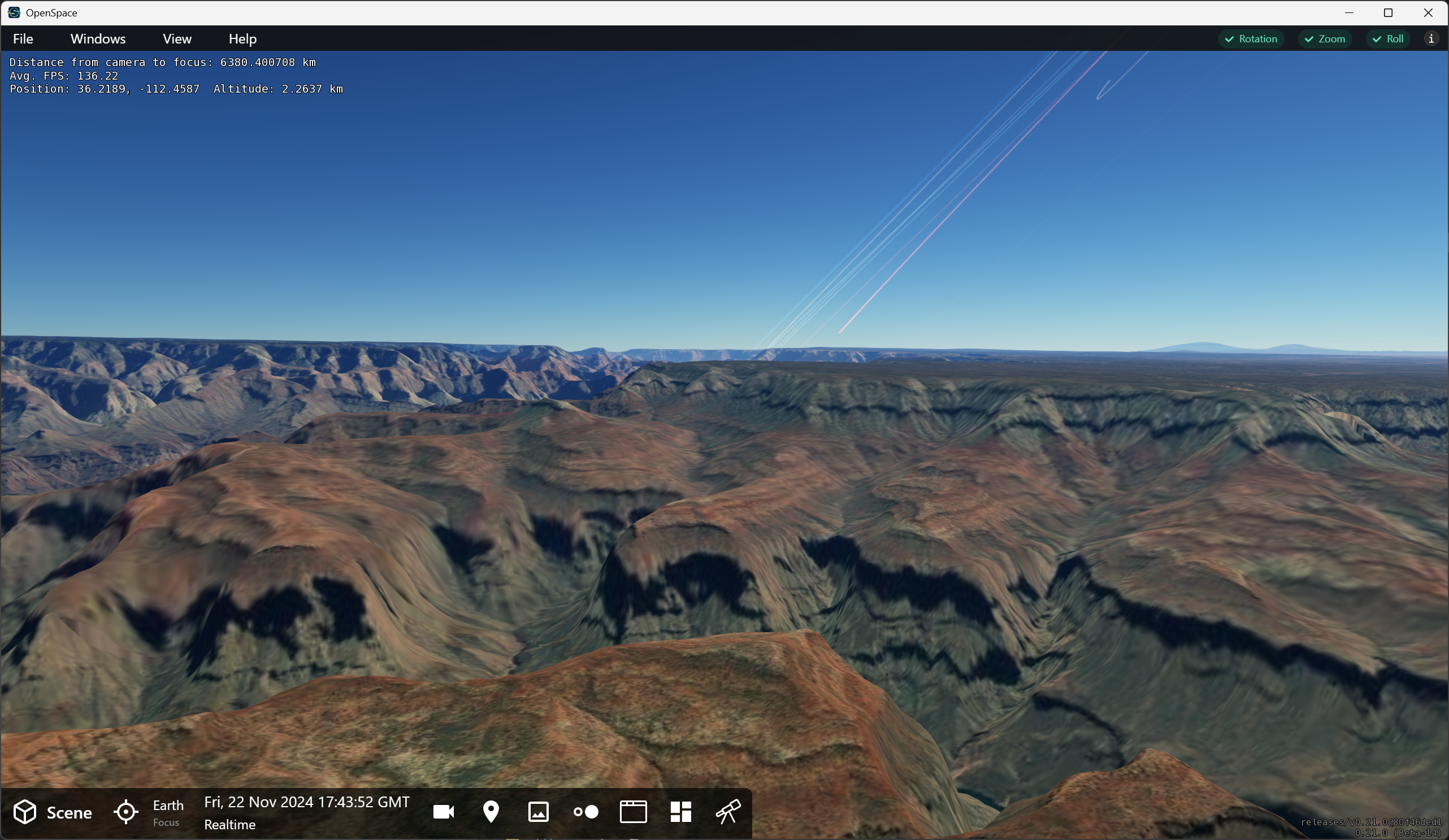 Two kilometers over the Grand Canyon
