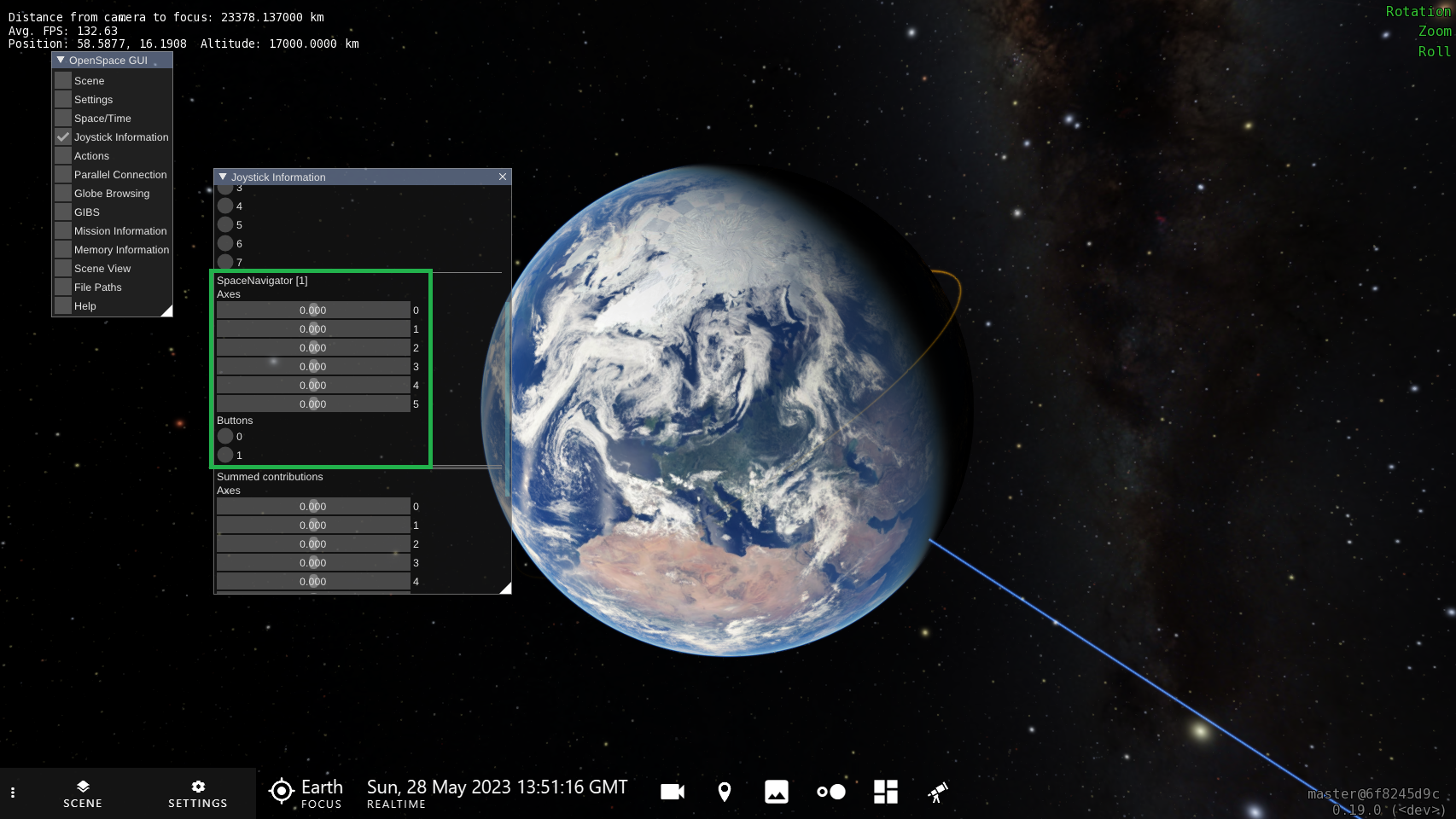Where to find a joystick entry in the GUI list