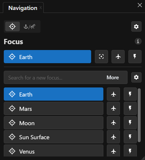 OpenSpace Navigation Panel