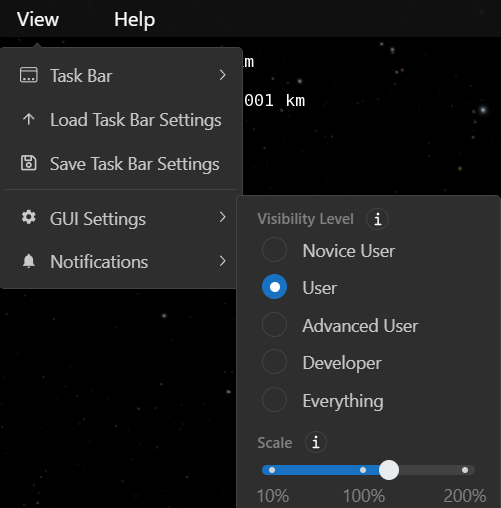Top Bar View Menu and Visibility Level Setting